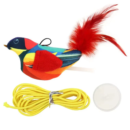 Interactive Plush Bird Cat Toys with Realistic Sounds - Feathered and Battery-Free Cartoon Design Toys for Indoor Cats