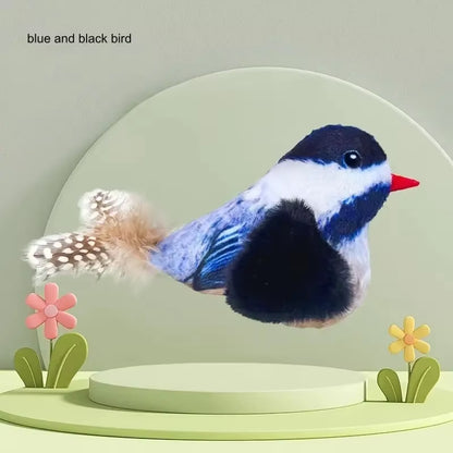 Interactive Plush Bird Cat Toys with Realistic Sounds - Feathered and Battery-Free Cartoon Design Toys for Indoor Cats